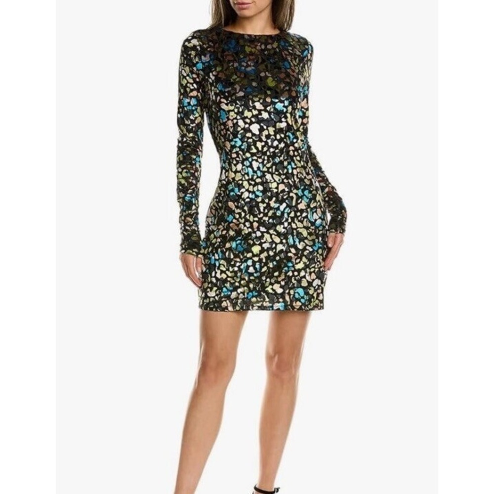 TED BAKER LONDON Amalya Devoré Long Sleeve Velvet Body-Con Dress Size 2 or US 6